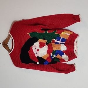 Ugly Hand Knitted Vintage Evian II Christmas sweater, sz M